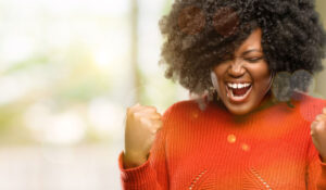 happy and excited young woman