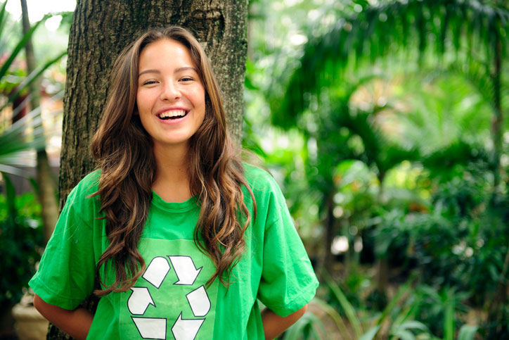 girl in recycling shirt