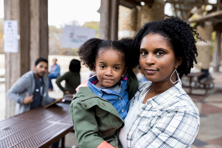 mom and daughter outside