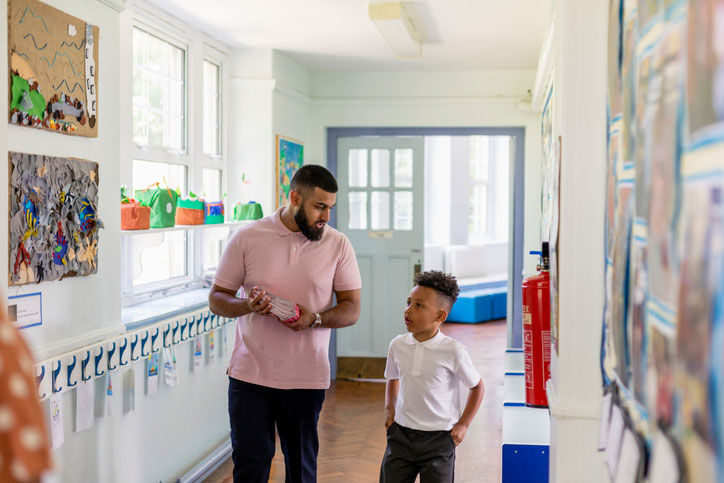 walking the halls with a young student