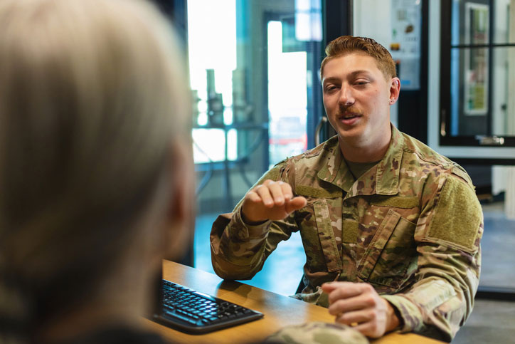 talking with military social worker