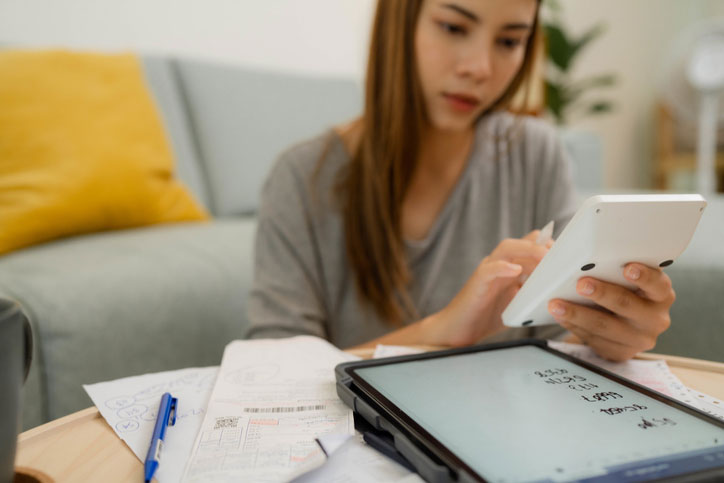 woman analyzing documents