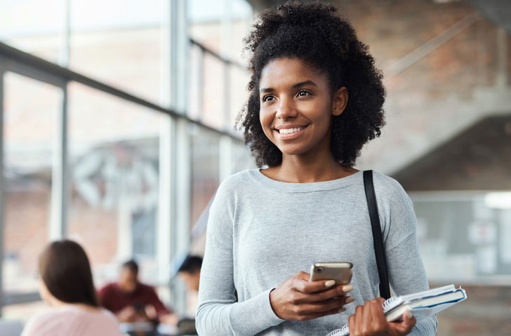 young woman on her phone