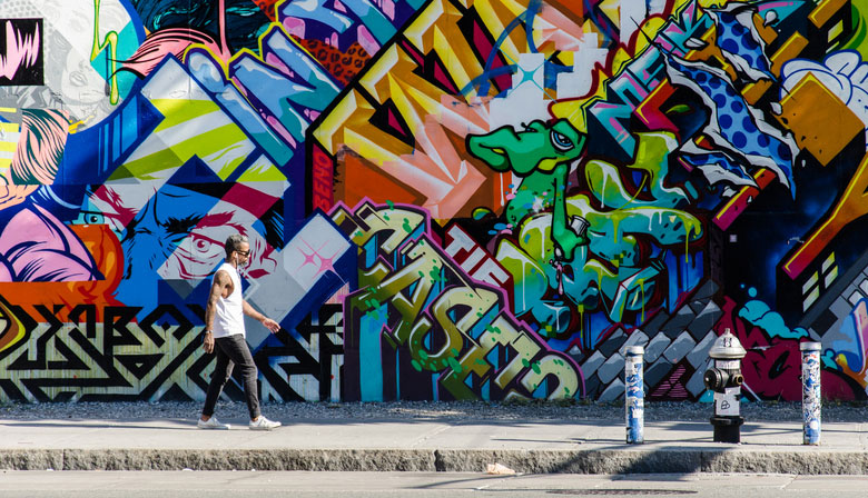 hipster walking in brooklyn