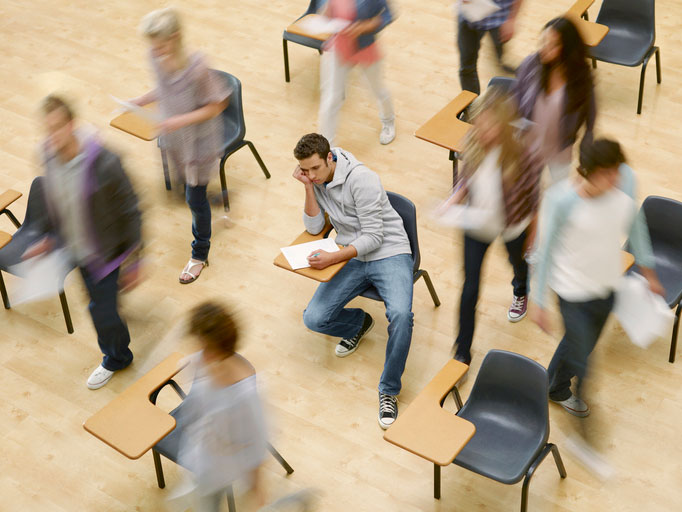 college students moving around in their seats